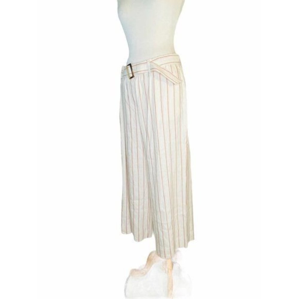 J. jill Linen Wide Leg Pants Culottes in Barleymult Color Linen Blend Medium NWT - Picture 4 of 14